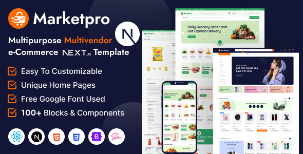 MarketPro - eCommerce Multivendor React Next JS Template Multipurpose by wowtheme7