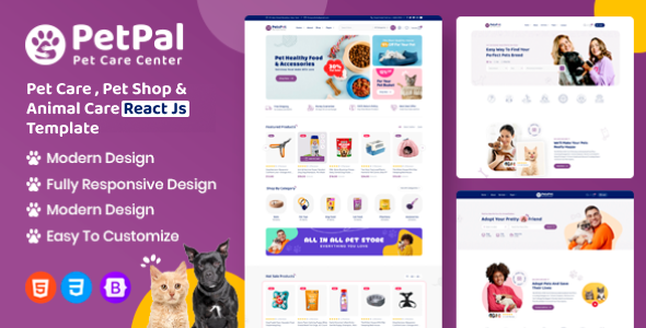 Petpal - Pet Care and Pet Shop React Js Template by ThemeDox