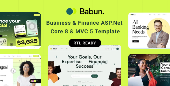 Babun - Business & Finance Responsive ASP.Net Core 8 & MVC 5 + RTL Template by Pixel-Eyez