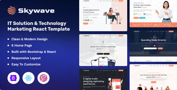 Skywave - IT Solution & Technology React Landing Template by Markeythemes