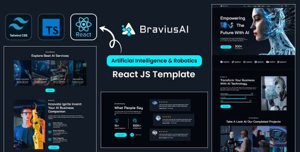 BraviusAI – AI & Robotics Tailwind React JS Template by Evonicmedia