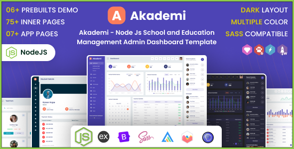 Akademi - NodeJs School and Education Management Admin Dashboard Template by dexignlabs