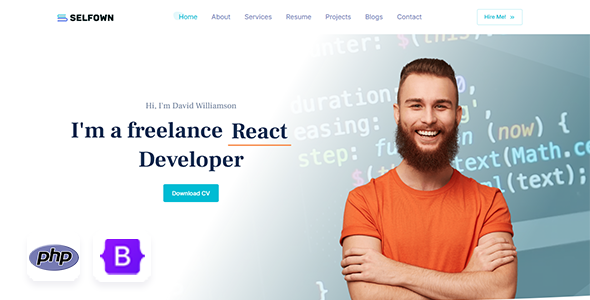 Selfown - PHP Personal Portfolio Template by Mannat-Themes