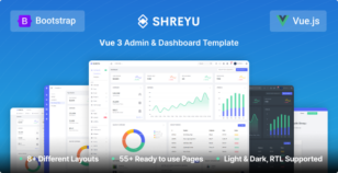 Shreyu - Vue 3 Admin & Dashboard Template by coderthemes