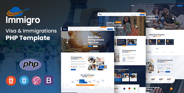 Immigro - Visa & Immigration PHP Template by KodeSolution