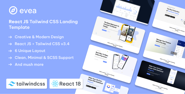 Evea - React Landing Page Template by Zoyo-Themes