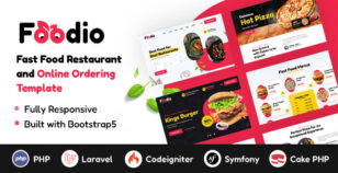 Foodio - Fast Food & Restaurant PHP, Laravel, codeigniter, symfony and cake PHP Template by winsfolio