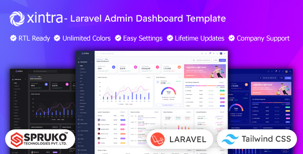 Xintra - Laravel Tailwind CSS Admin Dashboard Template by SPRUKO