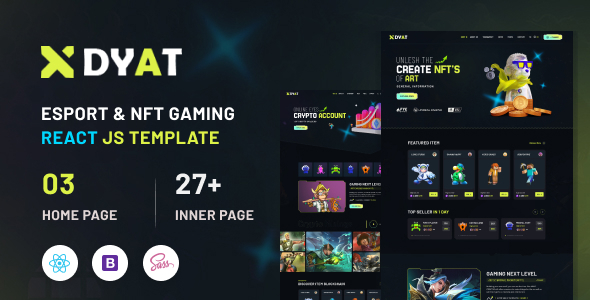 DYAT - eSports and Gaming NFT React JS Template by wowtheme7