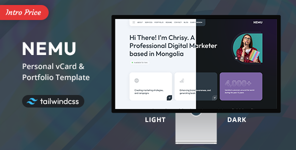 Nemu - Tailwind Personal vCard/Portfolio Template by FlaTheme