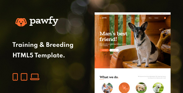 Pawfy – Dog Grooming & Breeding HTML Template by GfxPartner