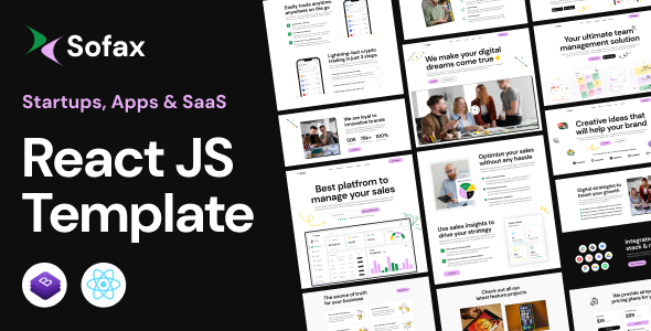 Sofax – Saas Startup React Js Template by mthemeus