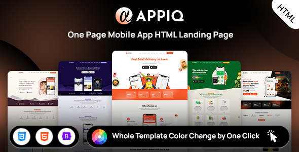 APPIQ - ONE PAGE App Landing Page Responsive HTML Template by Kalanidhithemes