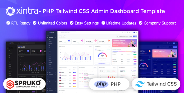 Xintra - PHP Tailwind CSS Admin Dashboard Template by SPRUKO