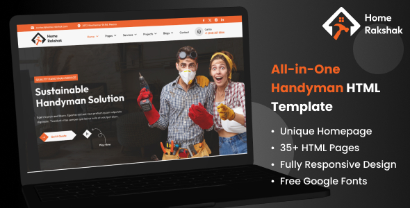 All In One Handyman & Repair Services HTML Template - Home Rakshak by The_Krishna