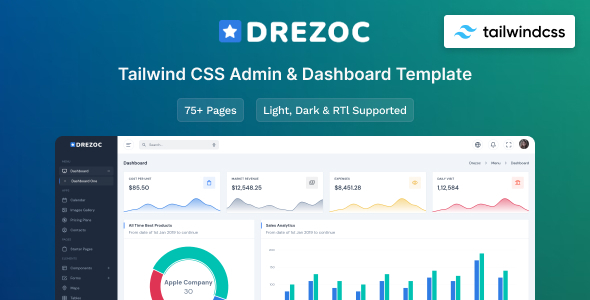 Drezoc - Tailwind CSS Admin & Dashboard Template by MyraStudio