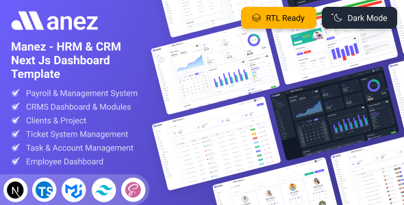 HRM & CRM Next js Dashboard Template | Manez by BDevs