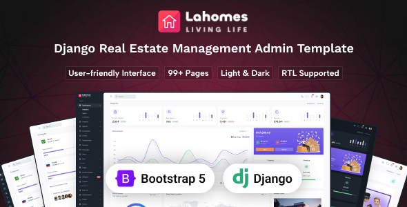 Lahomes - Django Real Estate Management Admin & Dashboard Template by Techzaa