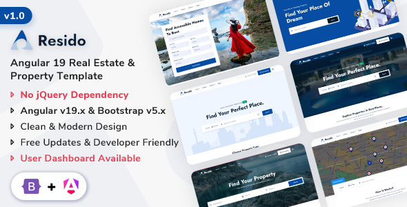 Resido - Angular 19 Real Estate Template by ShreeThemes