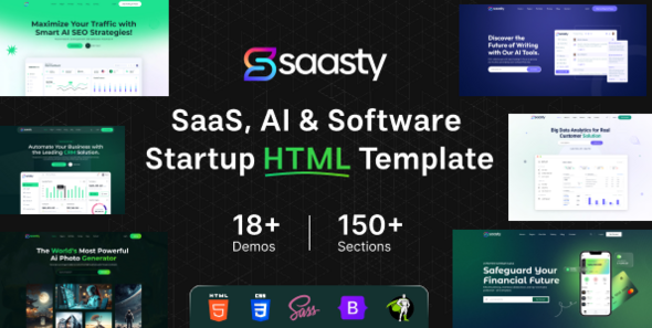 Saasty - SaaS, AI & Software Startup Multipurpose Template by ordainIT