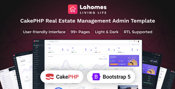 Lahomes - CakePHP Real Estate Management Admin & Dashboard Template by Techzaa