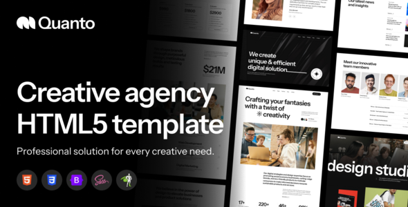 Quanto – Creative agency HTML5 template by MirrorTheme