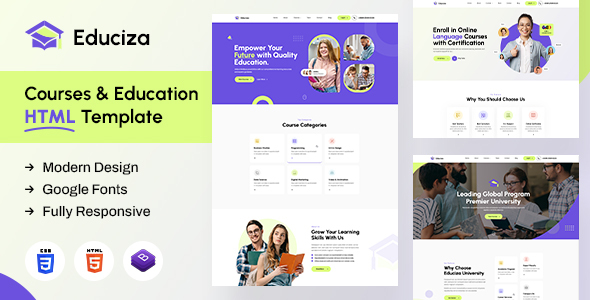 Educiza | Courses & Education HTML Template by designingmedia