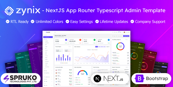 Zynix - NextJS Dashboard App Router Typescript React Bootstrap Admin Template by SPRUKO