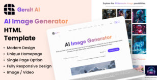 AI Image Generator One Page HTML Template - Geralt AI by The_Krishna