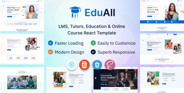 EduAll - Education & Online Course LMS Tutors React JS Template by wowtheme7
