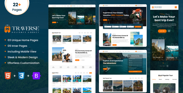 Traverse - Travel & Tour Booking HTML Template by wpbunch