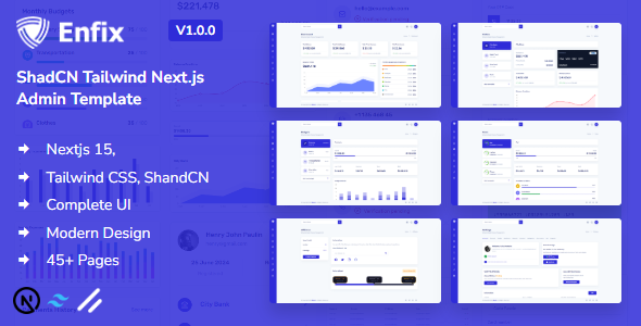 Enfix - ShadCN Tailwind Next.js Finance Admin Template by Prexius