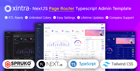 Xintra - NextJS Page Router Typescript Tailwind CSS Admin Dashboard Template by SPRUKO