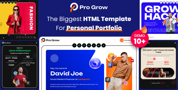 Personal Portfolio CV Resume HTML Template - Pro Grow by The_Krishna