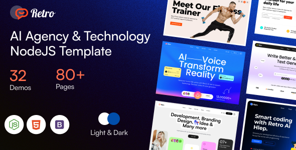Retro - AI Agency & Technology NodeJS Template by CreativeGigs