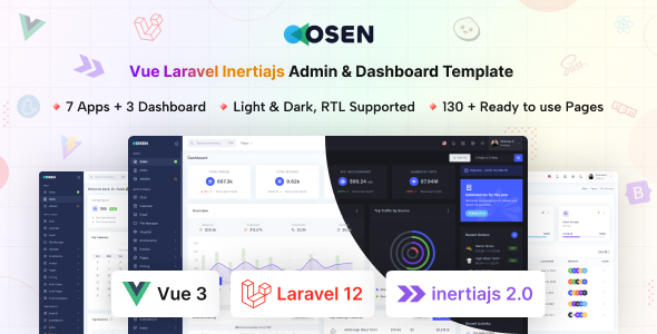 Osen - Vue Js + Laravel Inertia Js Admin Dashboard Template by coderthemes