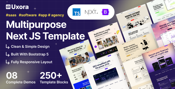 Uxora - Sass And software Next js Template by mthemeus