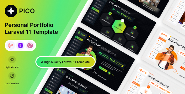 Pico - Laravel 12 Personal Portfolio Template by Markeythemes