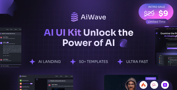 Aiwave AI SaaS Website + Dashboard UI CodeIgniter Kit by PixcelsThemes