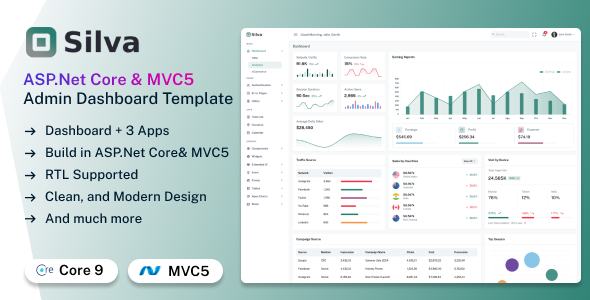 Silva - ASP.Net Core 9 & MVC5 Admin & Dashboard Template by Zoyo-Themes