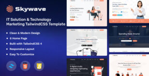 Skywave - Solution & Technology Marketing TailwindCSS 4 Template by Markeythemes