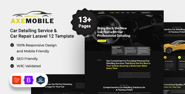 Axemobile - Car Detailing Service & Car Repair Laravel 12 Template by Widagdos