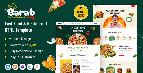 Barab – Fast Food & Restaurant HTML Template by themeholy