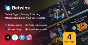 Betwins - Next JS React - Online Crypto Gaming & Lottery Affiliate Template by wowtheme7