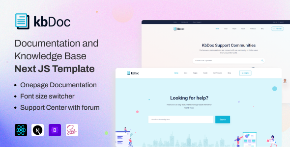 kbDoc – Documentation & Knowledge Base Next js Template with Helpdesk Forum by spider-themes