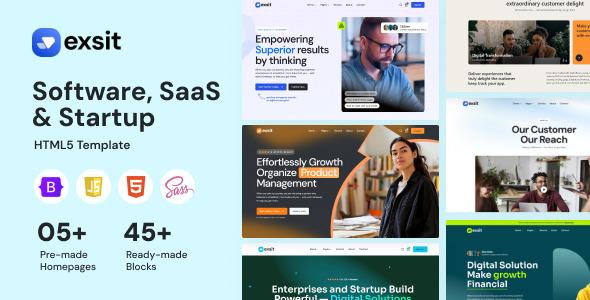 Exsit - Software, SaaS & Startup HTML5 Template by aonecolor