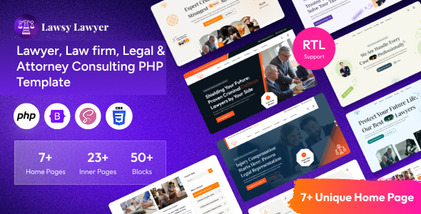 Lawsy - Lawyer, Law firm, Legal & Attorney Consulting PHP Template by Unifato