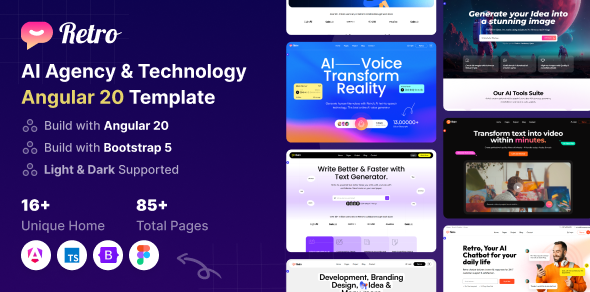 Retro - AI Agency & Technology Angular 20 Template by SRBThemes