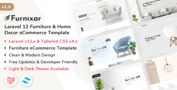 Furnixar - Laravel 12 Furniture & Home Decor eCommerce Template by ShreeThemes