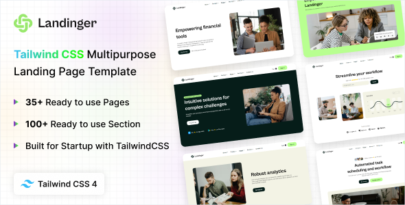 Landinger – Tailwind CSS Multipurpose Landing Page Template by coderthemes
